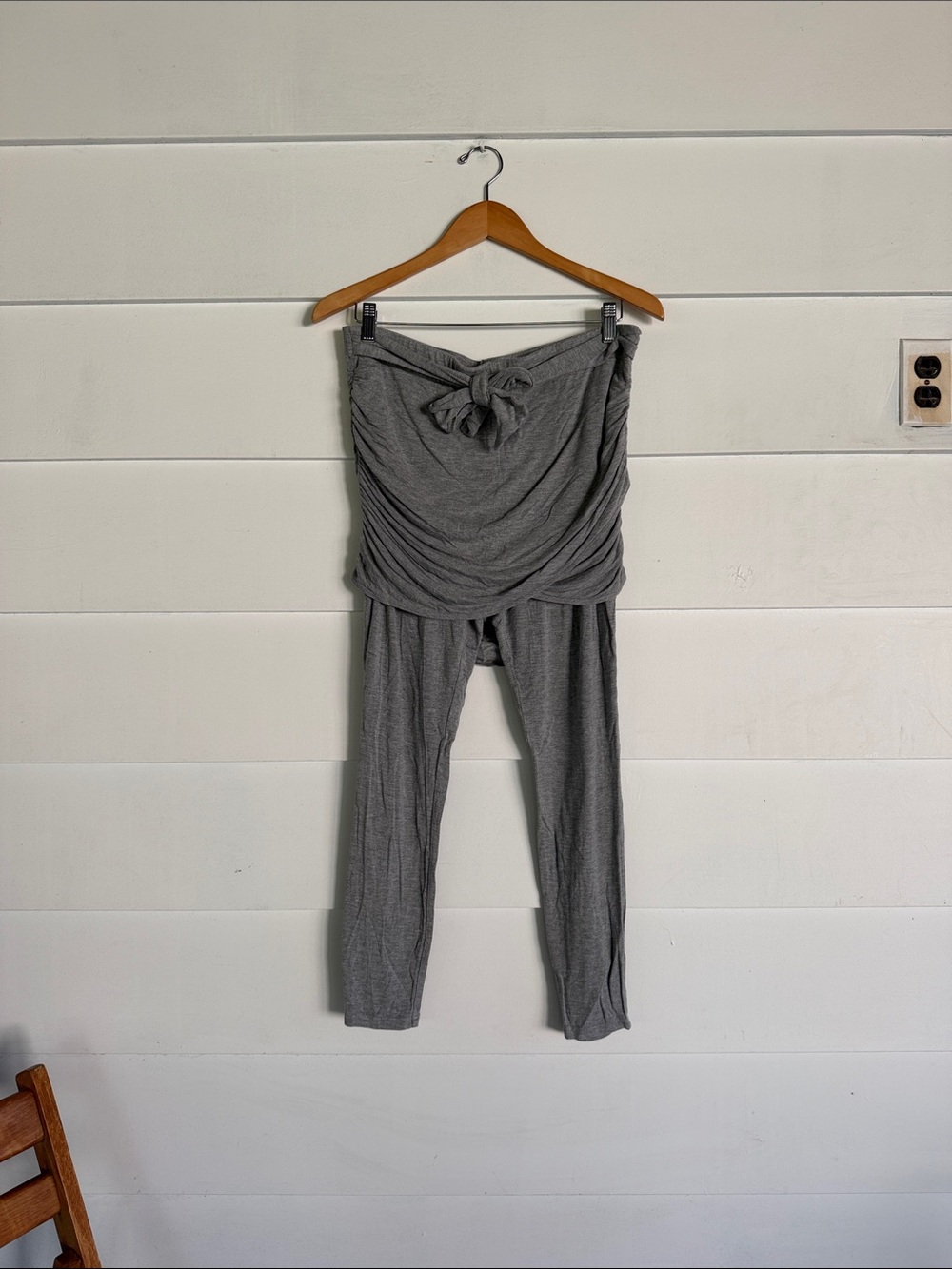 Anthropologie Gray Draped Tie-Waist Leggings
